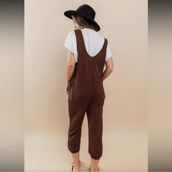 Textured Ribbed Poly knit Baggy Jumpsuit - Picture 2 of 6